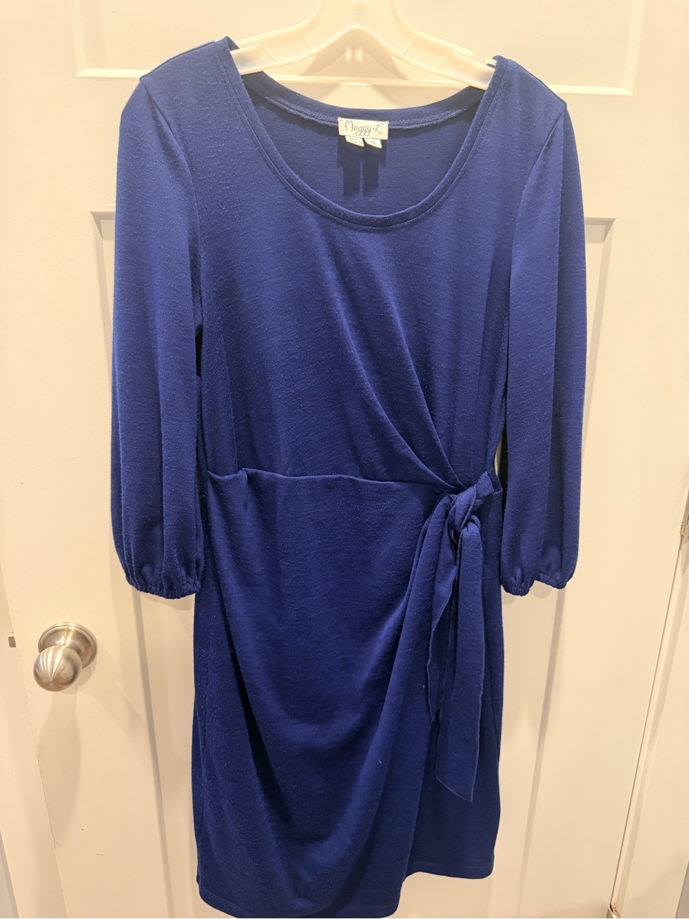 Maggy L Royal Blue Faux Wrap Tie Waist Dress Size 12